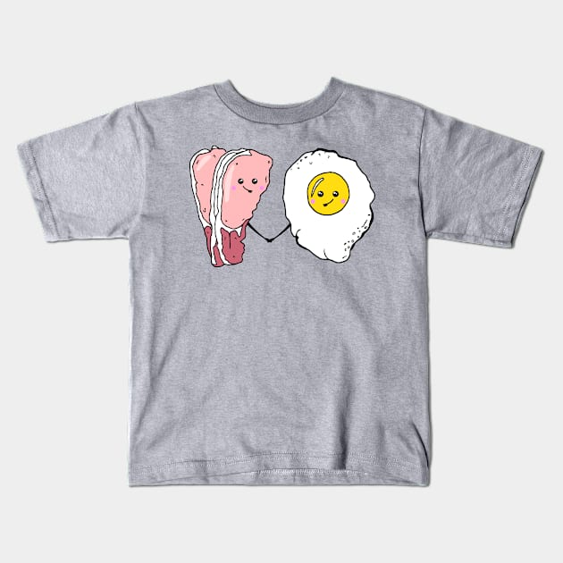 Cute Bacon and Egg Food Love Kids T-Shirt by HotHibiscus